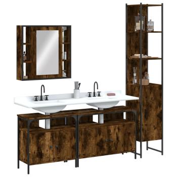ARDEBO.de - 4-tlg. Badmöbel-Set Räuchereiche Holzwerkstoff