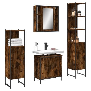 ARDEBO.de - 4-tlg. Badmöbel-Set Räuchereiche Holzwerkstoff