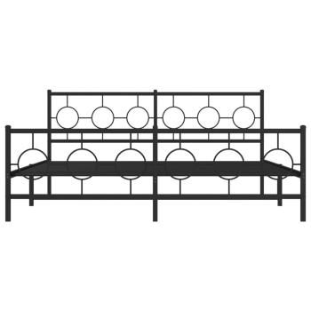 Bettgestell mit Kopf- und Fußteil Metall Schwarz 183x213 cm