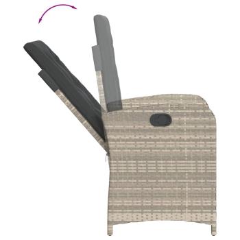 3-tlg. Garten-Essgruppe mit Kissen Hellgrau Poly Rattan