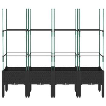 Pflanzkübel mit Rankgitter Schwarz 160x40x142,5 cm PP