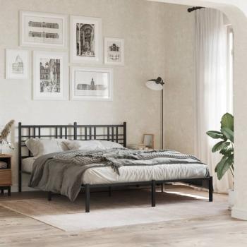 ARDEBO.de - Bettgestell mit Kopfteil Metall Schwarz 150x200 cm