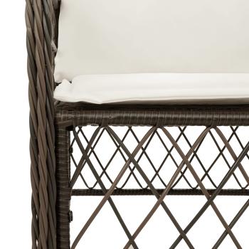 3-tlg. Bistro-Set mit Kissen Braun Poly Rattan
