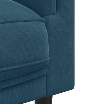 2-tlg. Sofagarnitur mit Kissen Blau Samt