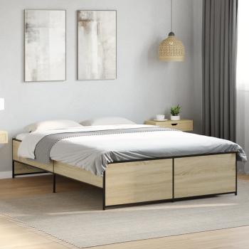 ARDEBO.de - Bettgestell Sonoma-Eiche 140x190 cm Holzwerkstoff und Metall