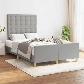 ARDEBO.de - Bettgestell ohne Matratze Hellgrau 120x190 cm Stoff