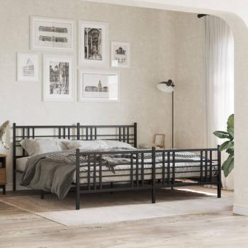 ARDEBO.de - Bettgestell mit Kopf- und Fußteil Metall Schwarz 183x213 cm