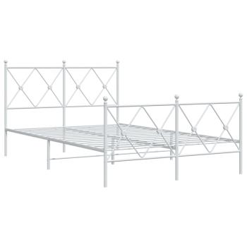Bettgestell mit Kopf- und Fußteil Metall Weiß 120x200 cm