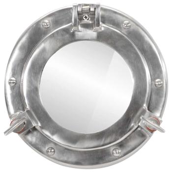 Bullaugen-Spiegel Wandmontage Ø23 cm Aluminium und Glas
