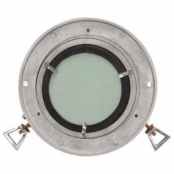 Bullaugen-Spiegel Wandmontage Ø23 cm Aluminium und Glas