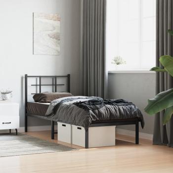 ARDEBO.de - Bettgestell mit Kopfteil Metall Schwarz 75x190 cm