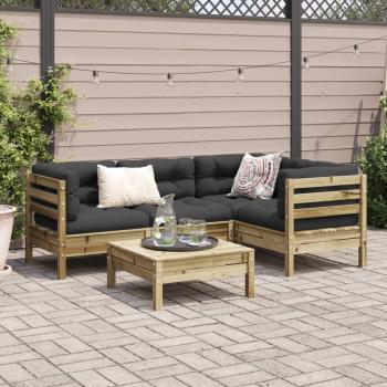 5-tlg. Garten-Sofagarnitur mit Kissen Kiefernholz Imprägniert