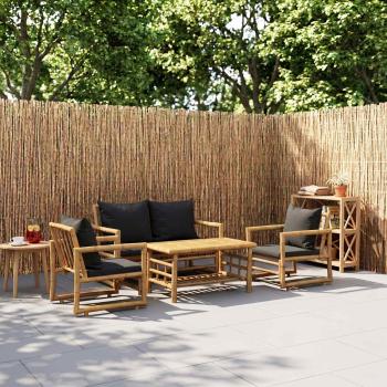 ARDEBO.de - 4-tlg. Garten-Lounge-Set mit Auflagen Bambus