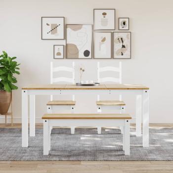 Essbank PANAMA Weiß 105x30x45 cm Massivholz Kiefer