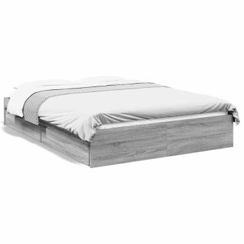 Bettgestell mit Schubladen Grau Sonoma 120x190 cm Holzwerkstoff