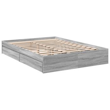 Bettgestell mit Schubladen Grau Sonoma 120x190 cm Holzwerkstoff
