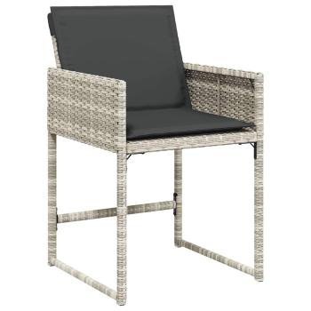 9-tlg. Garten-Essgruppe mit Kissen Hellgrau Poly Rattan