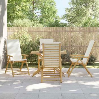 ARDEBO.de - Gartenstühle 4 Stk. Verstellbar Klappbar mit Kissen Bambus