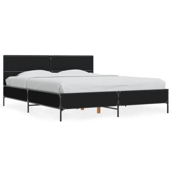 Bettgestell Schwarz 150x200 cm Holzwerkstoff und Metall