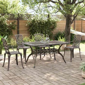 ARDEBO.de - 5-tlg. Garten-Essgruppe Bronzen Aluminiumguss
