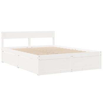 Massivholzbett ohne Matratze Weiß 160x200 Kiefernholz