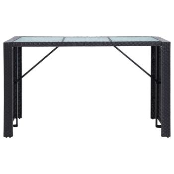 7-tlg. Gartenbar-Set mit Auflagen Poly Rattan Schwarz