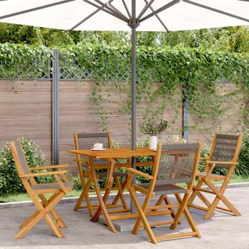 ARDEBO.de - 5-tlg. Garten-Essgruppe Polypropylen und Massivholz Grau