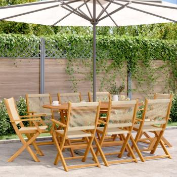 ARDEBO.de - Klappstühle, 8 Stück, beige, massives Akazienholz