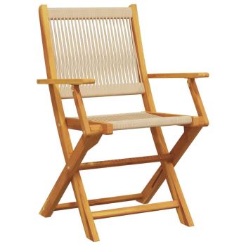 Klappstühle, 8 Stück, beige, massives Akazienholz