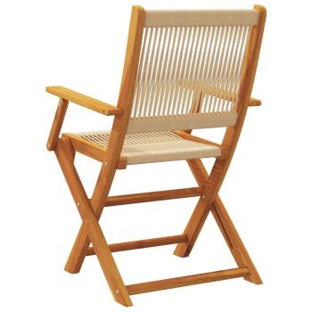 Klappstühle, 8 Stück, beige, massives Akazienholz
