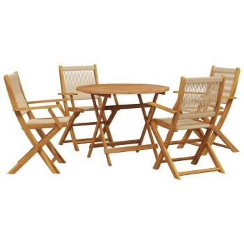 5-tlg. Garten-Essgruppe Polypropylen und Massivholz Beige
