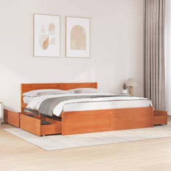 ARDEBO.de - Massivholzbett ohne Matratze Wachsbraun 180x200 Kiefernholz