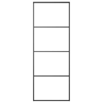 Schiebetür Aluminium und ESG Glas 76x205 cm Schwarz