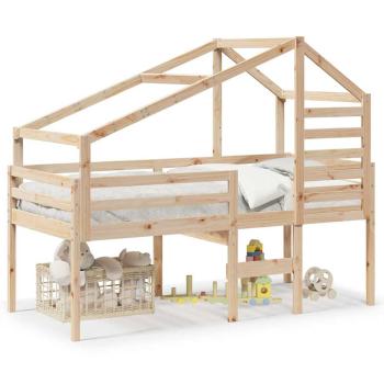 Hochbett mit Dach 75x190 cm Massivholz Kiefer