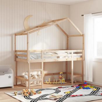 ARDEBO.de - Hochbett mit Leiter und Dach 80x200 cm Massivholz Kiefer