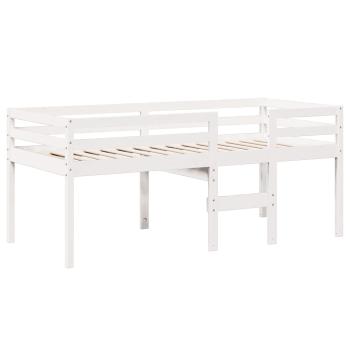 Hochbett mit Dach Weiß 90x200 cm Massivholz Kiefer
