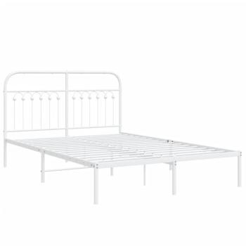 Bettgestell mit Kopfteil Metall Weiß 140x190 cm