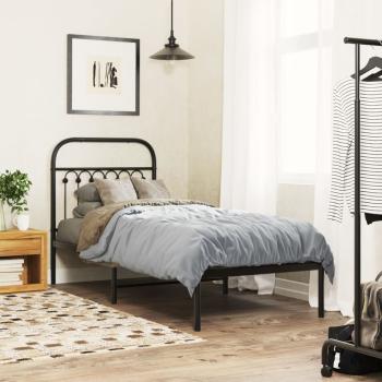 ARDEBO.de - Bettgestell mit Kopfteil Metall Schwarz 75x190 cm