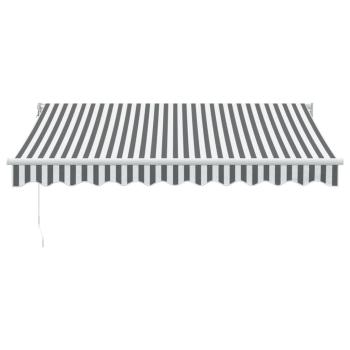 Markise Einziehbar Anthrazit und Weiß 3x2,5 m Stoff & Aluminium