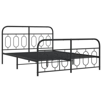 Bettgestell mit Kopf- und Fußteil Metall Schwarz 140x190 cm