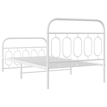 Bettgestell mit Kopf- und Fußteil Metall Weiß 107x203 cm