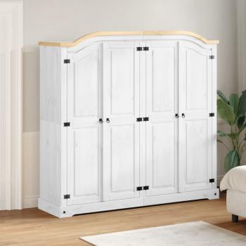 ARDEBO.de - Kleiderschrank Corona Weiß 194x52x186 cm Massivholz Kiefer