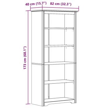 B?cherregal 5 F?cher BODO Grau 82x40x173 cm Massivholz Kiefer