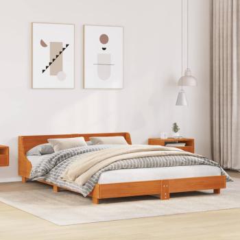 ARDEBO.de - Massivholzbett ohne Matratze Wachsbraun 140x190 cm Kiefernholz