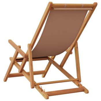 Klappstühle, 2 Stück, taupefarbener Stoff und Massivholz