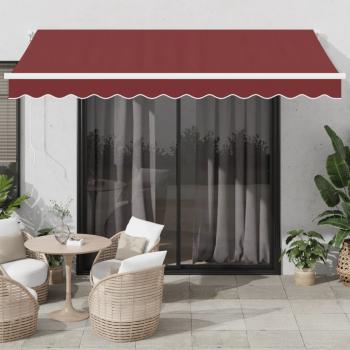 ARDEBO.de - Markise Automatisch mit LED Weinrot 350x250 cm