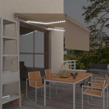 ARDEBO.de - Markise Automatisch mit Rollo LED Windsensor 3x2,5 m Creme