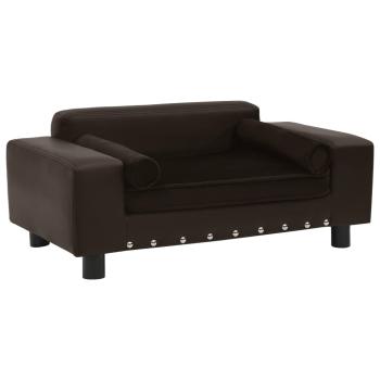 ARDEBO.de - Hundesofa Braun 81x43x31 cm Plüsch und Kunstleder