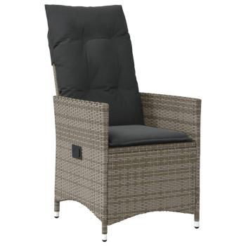 11-tlg. Garten-Bistro-Set mit Kissen Grau Poly Rattan