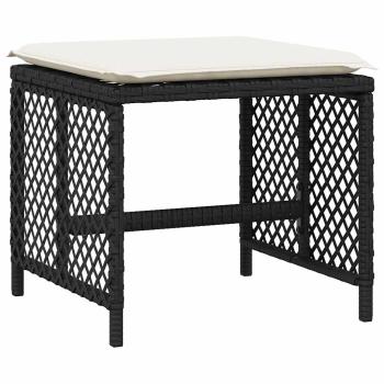 15-tlg. Garten-Essgruppe mit Kissen Schwarz Poly Rattan